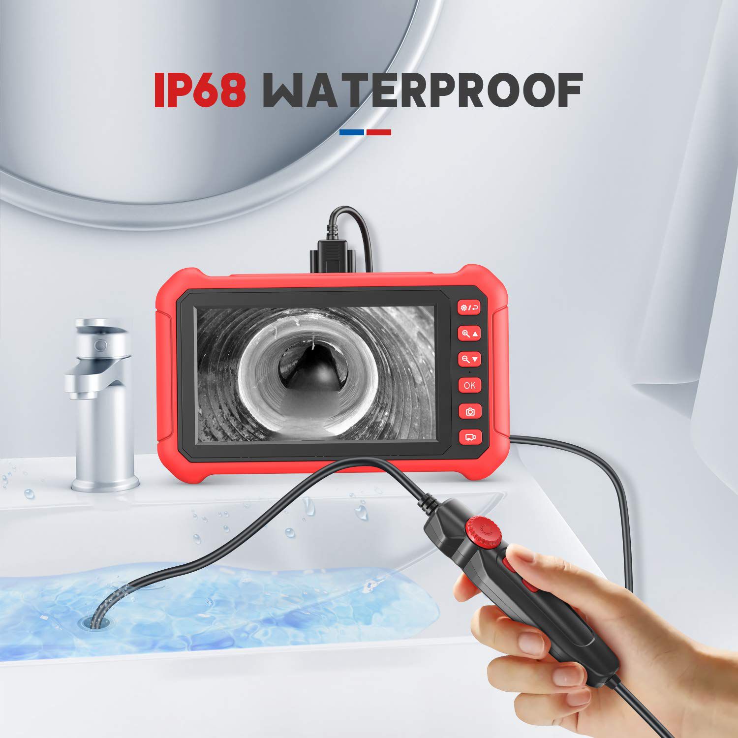 Caméra endoscopique industrielle de 8,2mm 7 "IPS 5MP Caméra d'inspection
