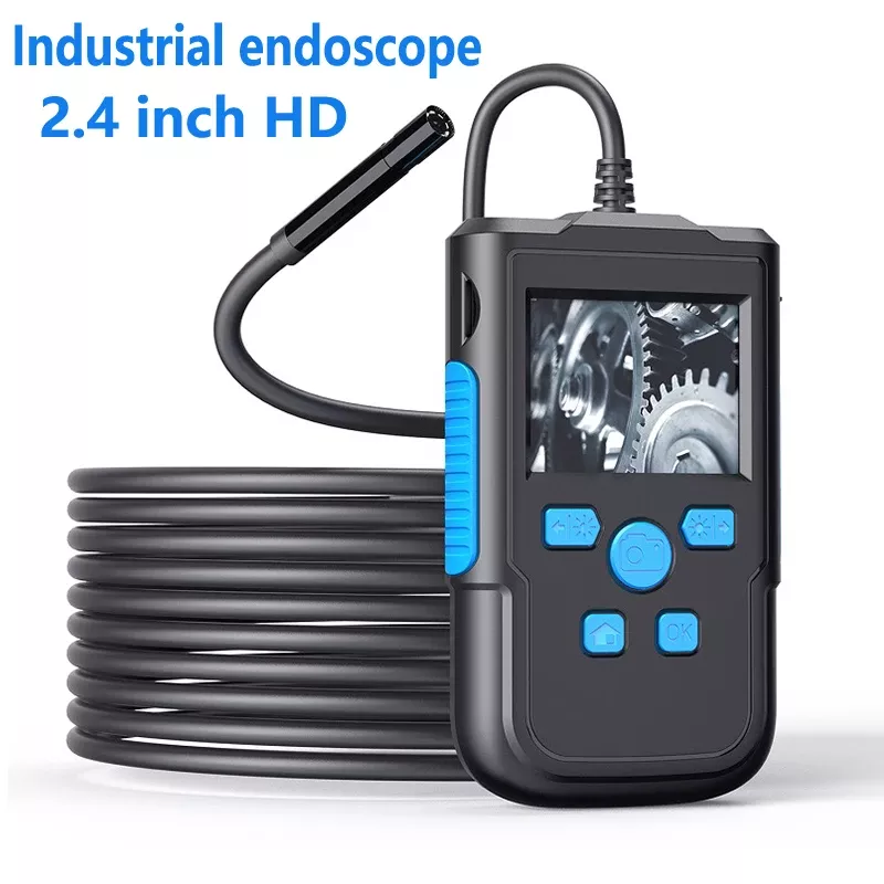 Nouvelle caméra endoscopique industrielle 8MM lentille 2,4 pouces IPS écran Borescope HD1080P câble rigide imperméable LED lumières 2600mAh batterie
