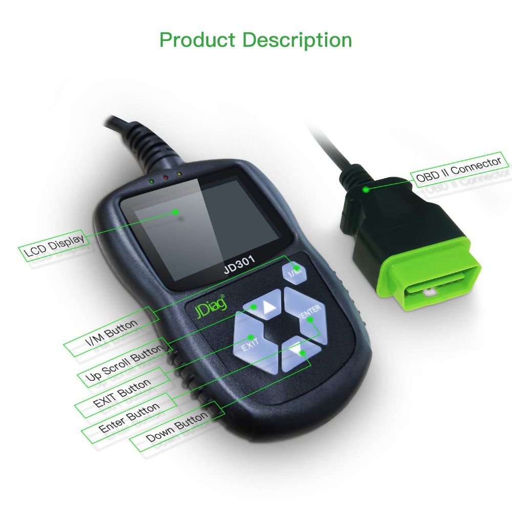 Jdiag jd301 OBD2 scanner automobile dysfonctionned code reader diagnostic Scanning Tool (Black)