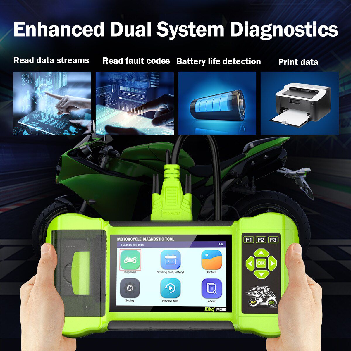 Jdiag m300 diagnostic de moto OBD2 scanner outil de diagnostic de moto effacer le Code d'erreur BMW Ducati Harley Honda Yamaha ABS moteur