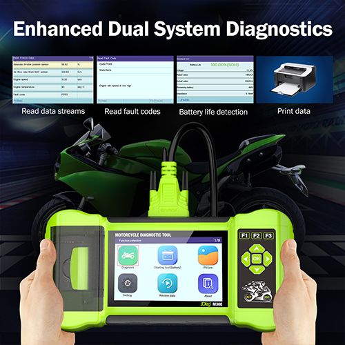 Scanner de diagnostic de moto portatif JDiag M300 pour Harley BMW Ducati AEON APRILIA BENELLI HONDA KAWASAKI KTM KYMCO PIAGGIO PGO SUZUKI SYM etc.