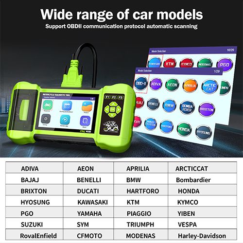 Scanner de diagnostic de moto portatif JDiag M300 pour Harley BMW Ducati AEON APRILIA BENELLI HONDA KAWASAKI KTM KYMCO PIAGGIO PGO SUZUKI SYM etc.