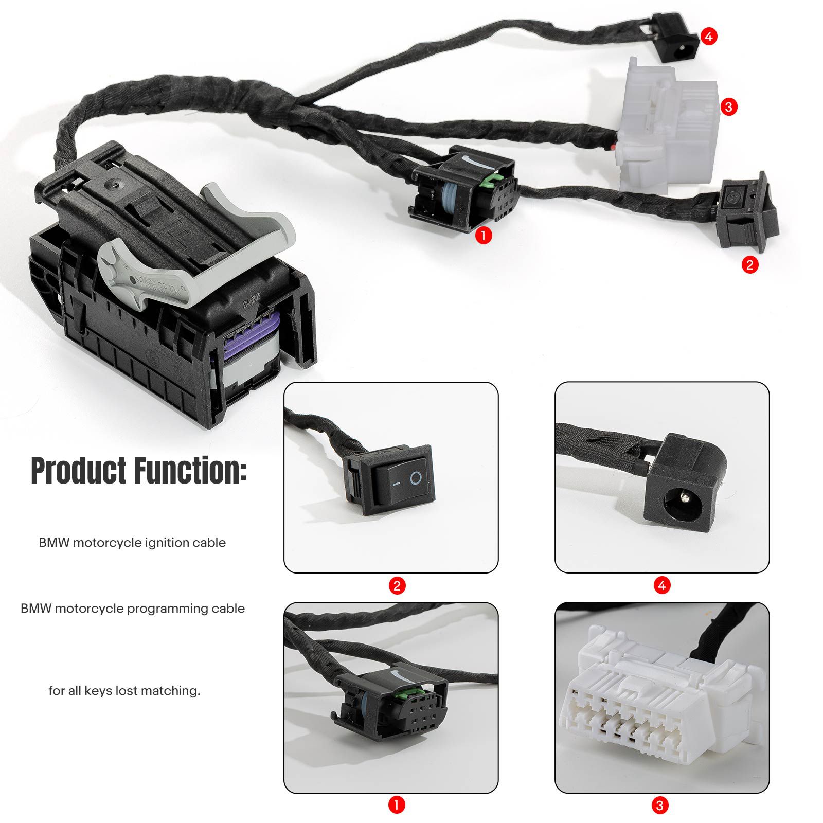 OEM K-008 clé 8A/4D correspondant câble d'adaptateur pour BMW moto allumage/câble de programmation pour toutes les clés perdues correspondance