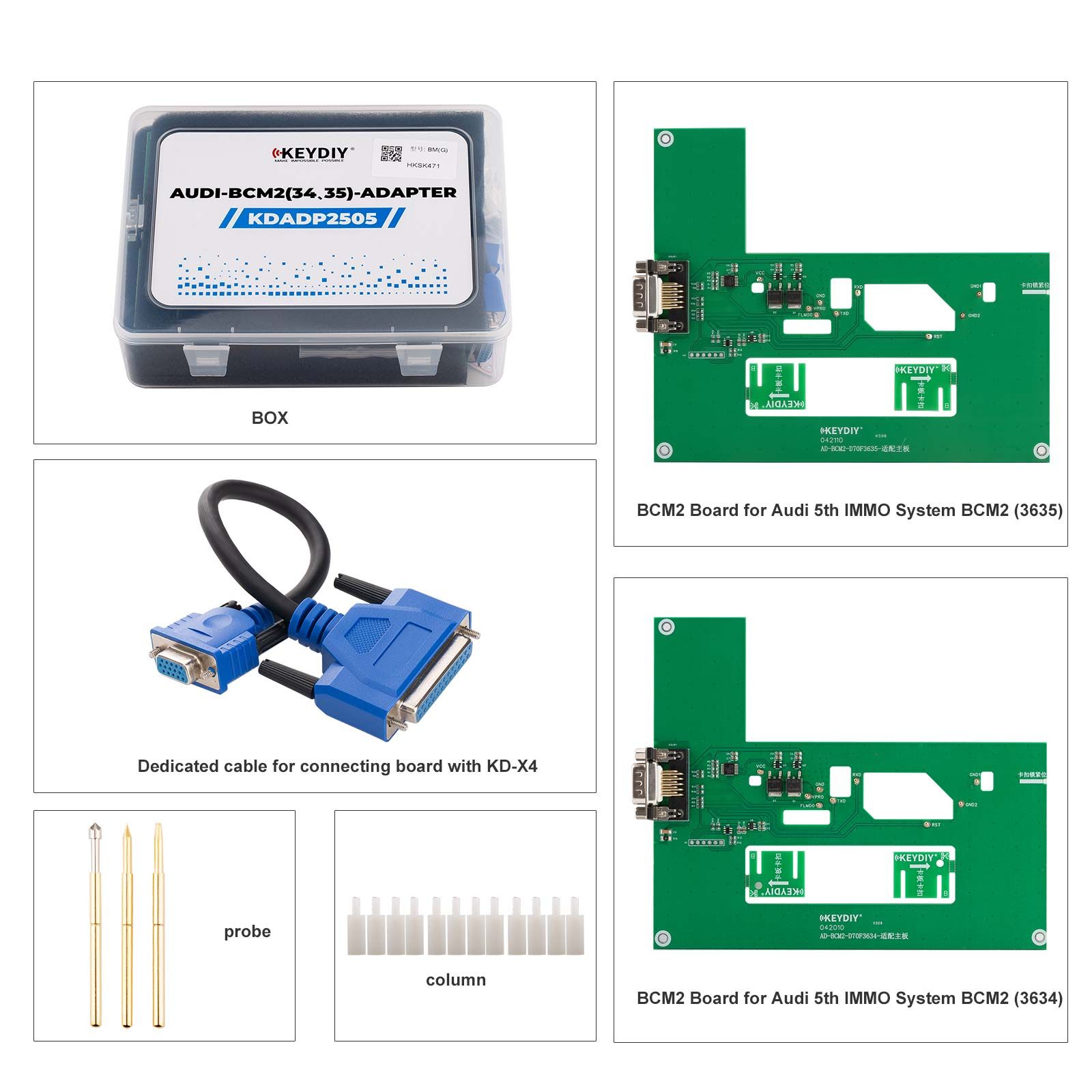 KEYDIY BCM2 (34 35) Adaptateur KDADP2505 pour Audi 5th IMMO System BCM2 (3634, 3635) Travailler avec KD-X4