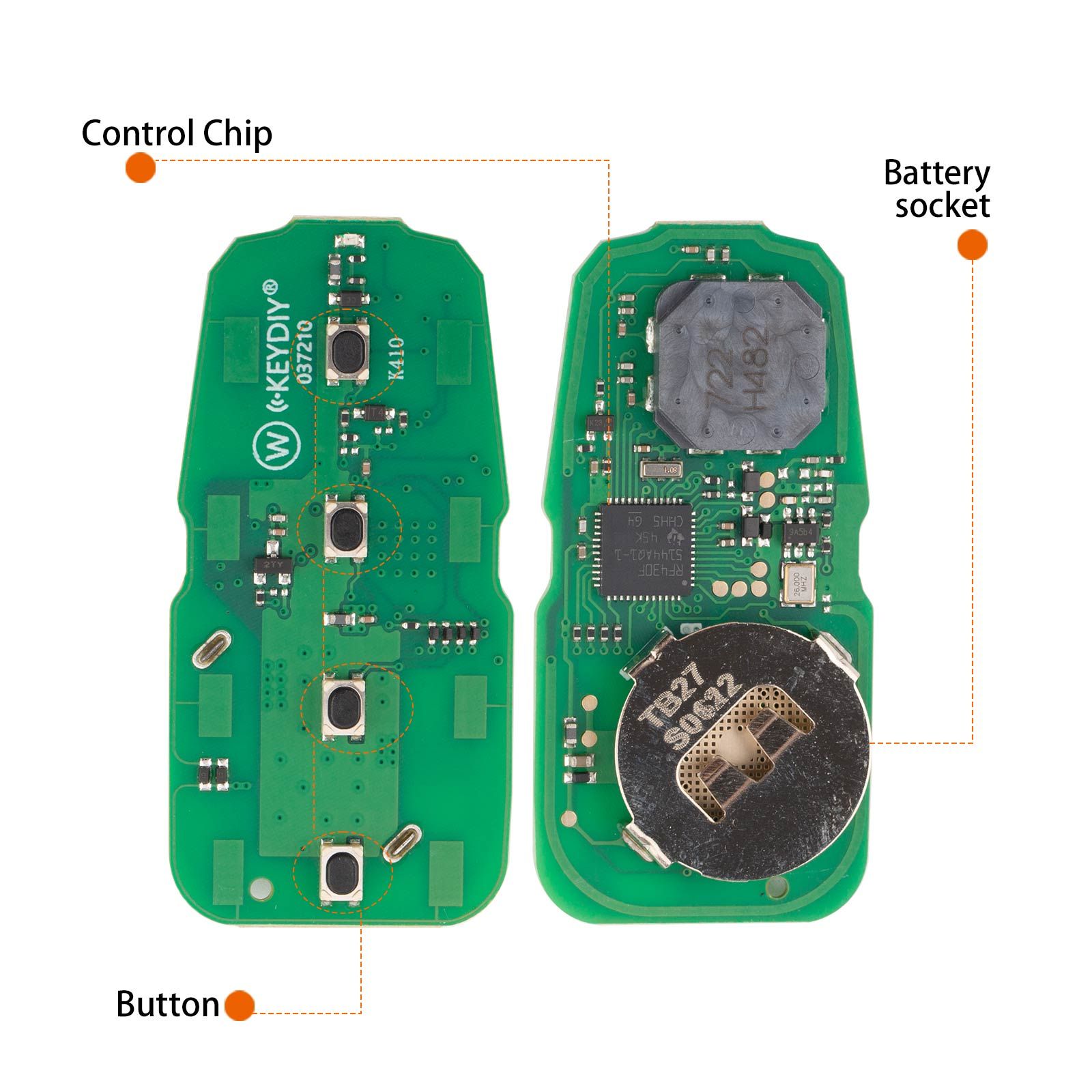 Clé à distance intelligente universelle KEYDIY KD TB27-4 à 4 boutons pour Chrysler – Lot de 5 pièces