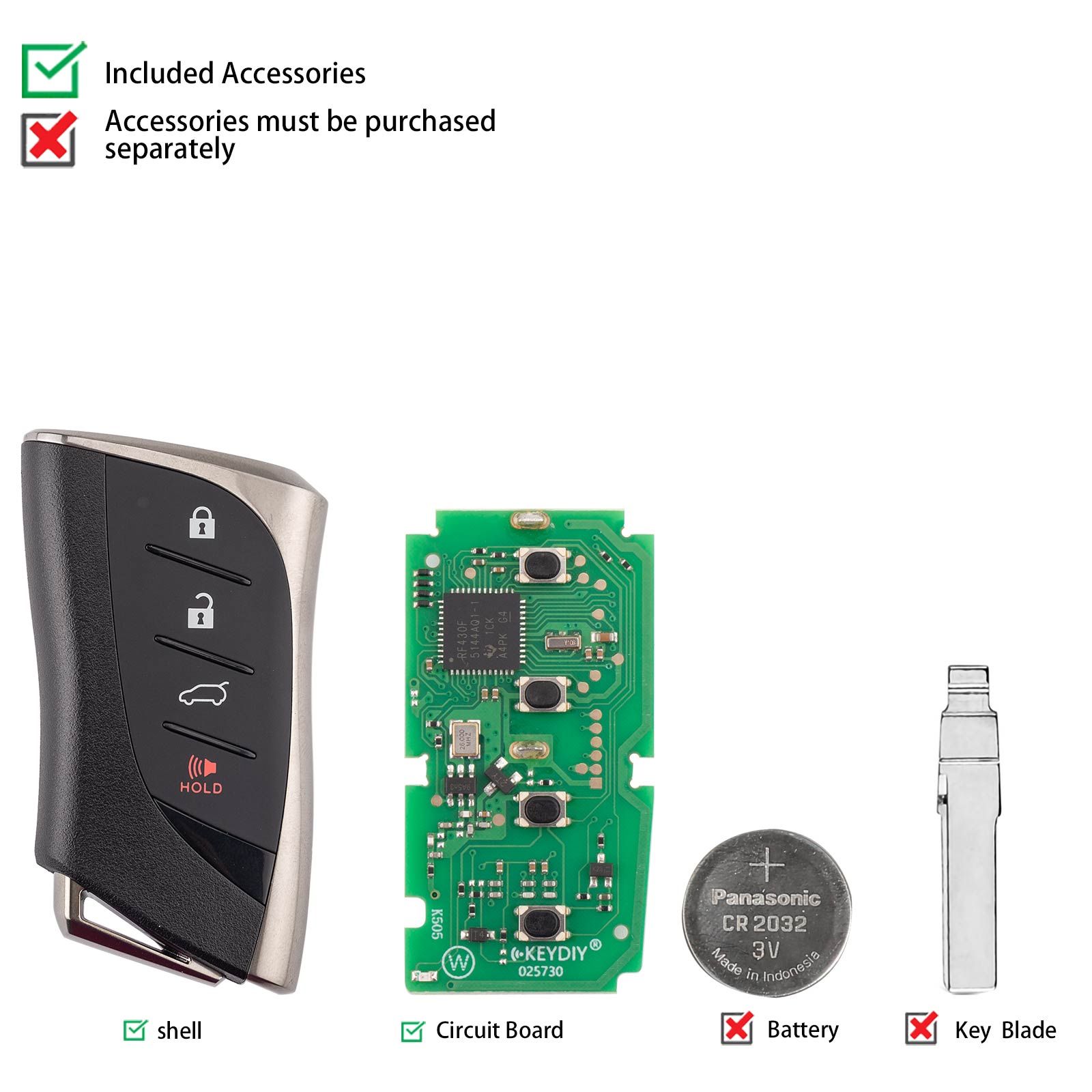 KEYDIY KD TB42-4 Universal Smart Remote Key 3 + 1 Boutons pour Lexus Type 5pcs / lot