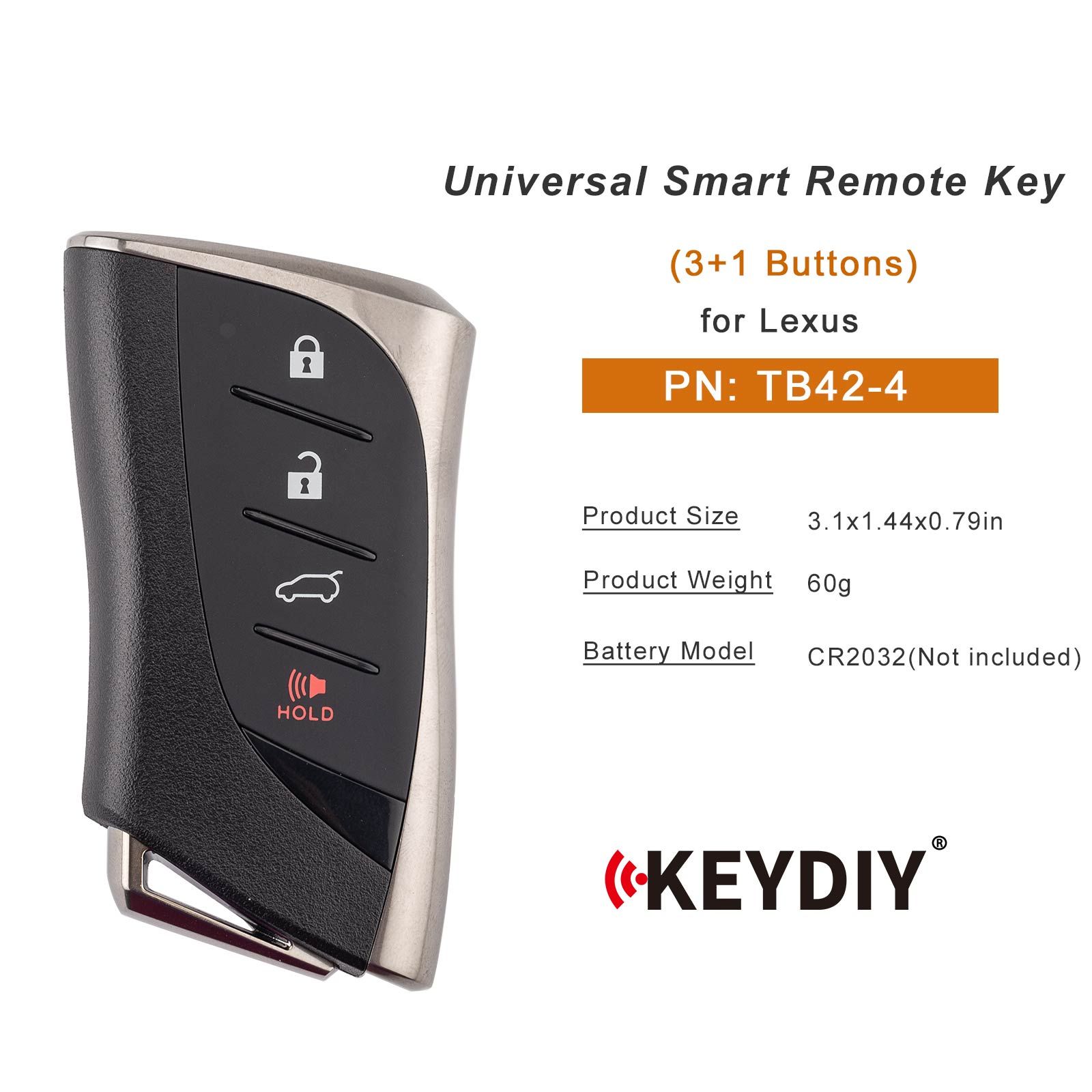 KEYDIY KD TB42-4 Universal Smart Remote Key 3 + 1 Boutons pour Lexus Type 5pcs / lot