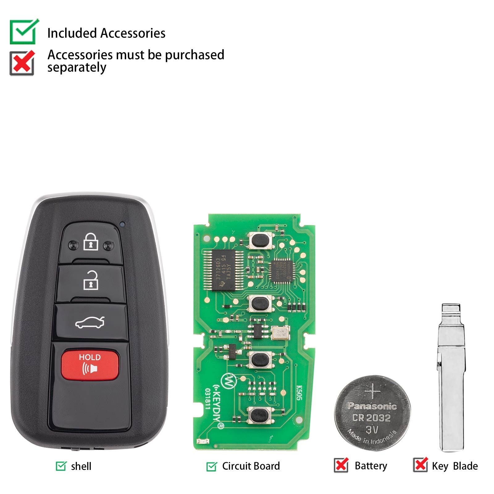 KEYDIY KD TDB36-4 Universal Smart Remote Key 3+1 Boutons pour Toyota Type 5pcs/lot