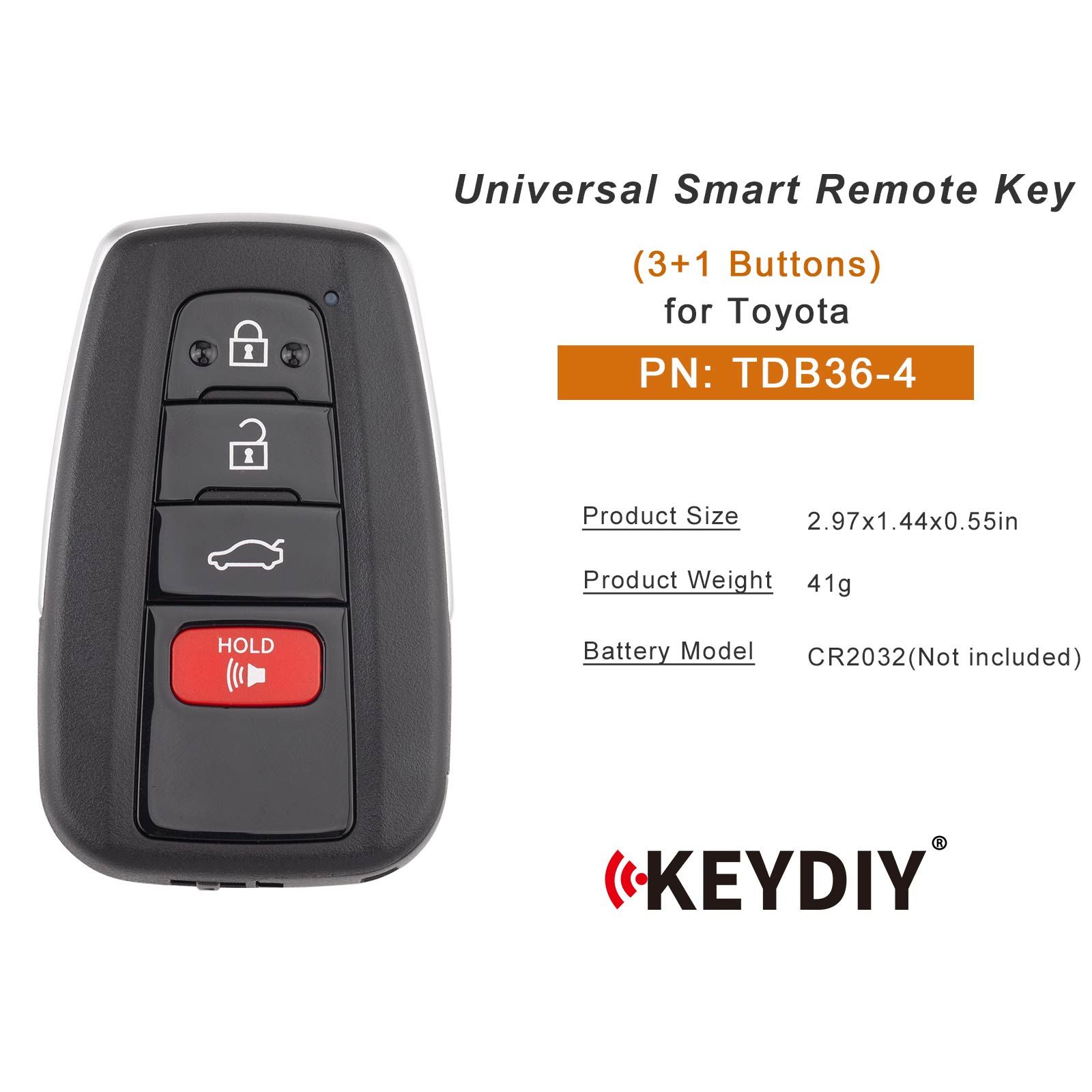KEYDIY KD TDB36-4 Universal Smart Remote Key 3+1 Boutons pour Toyota Type 5pcs/lot