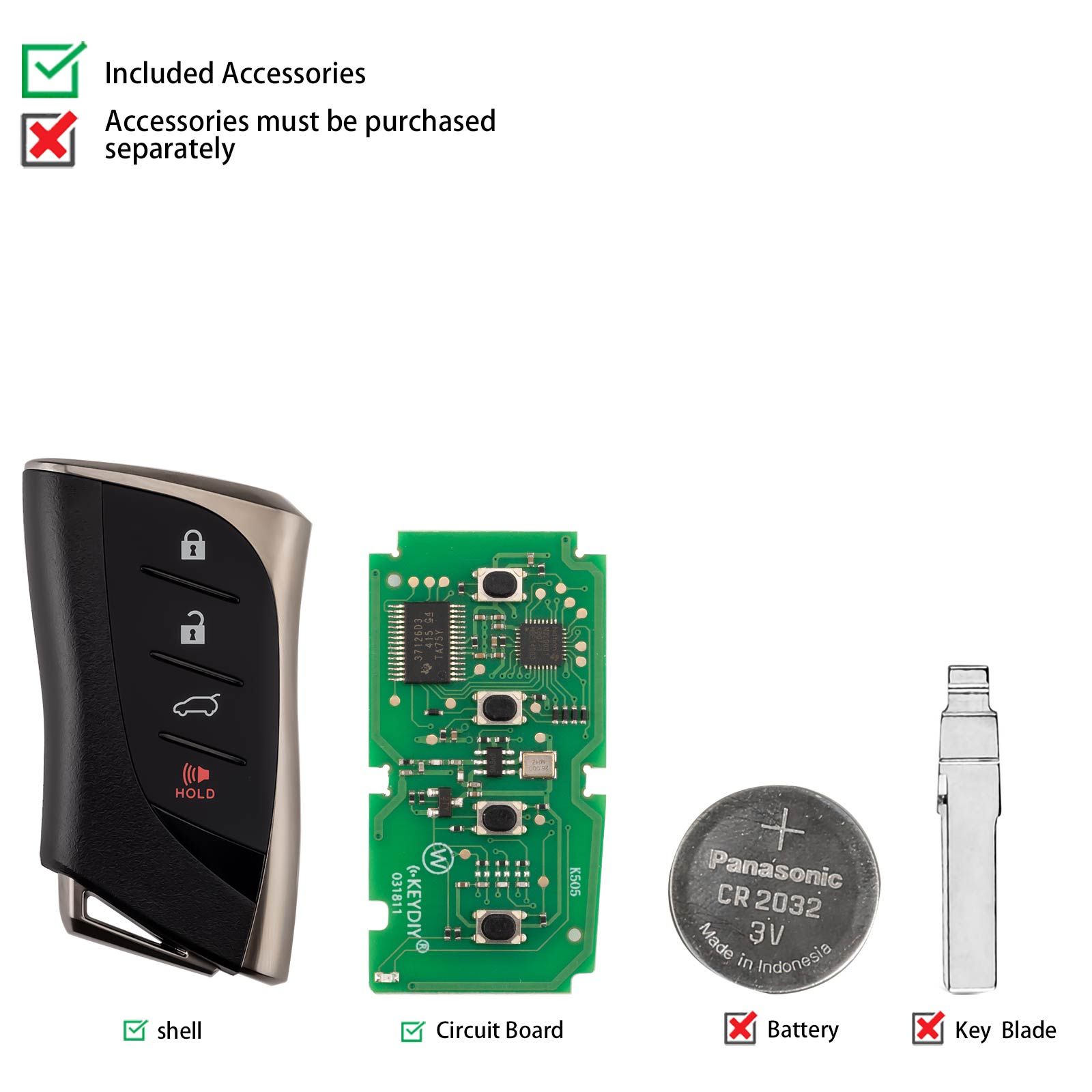 KEYDIY KD TDB42-4 Universal Smart Remote Key 3 + 1 Boutons pour Lexus Type 5pcs / lot