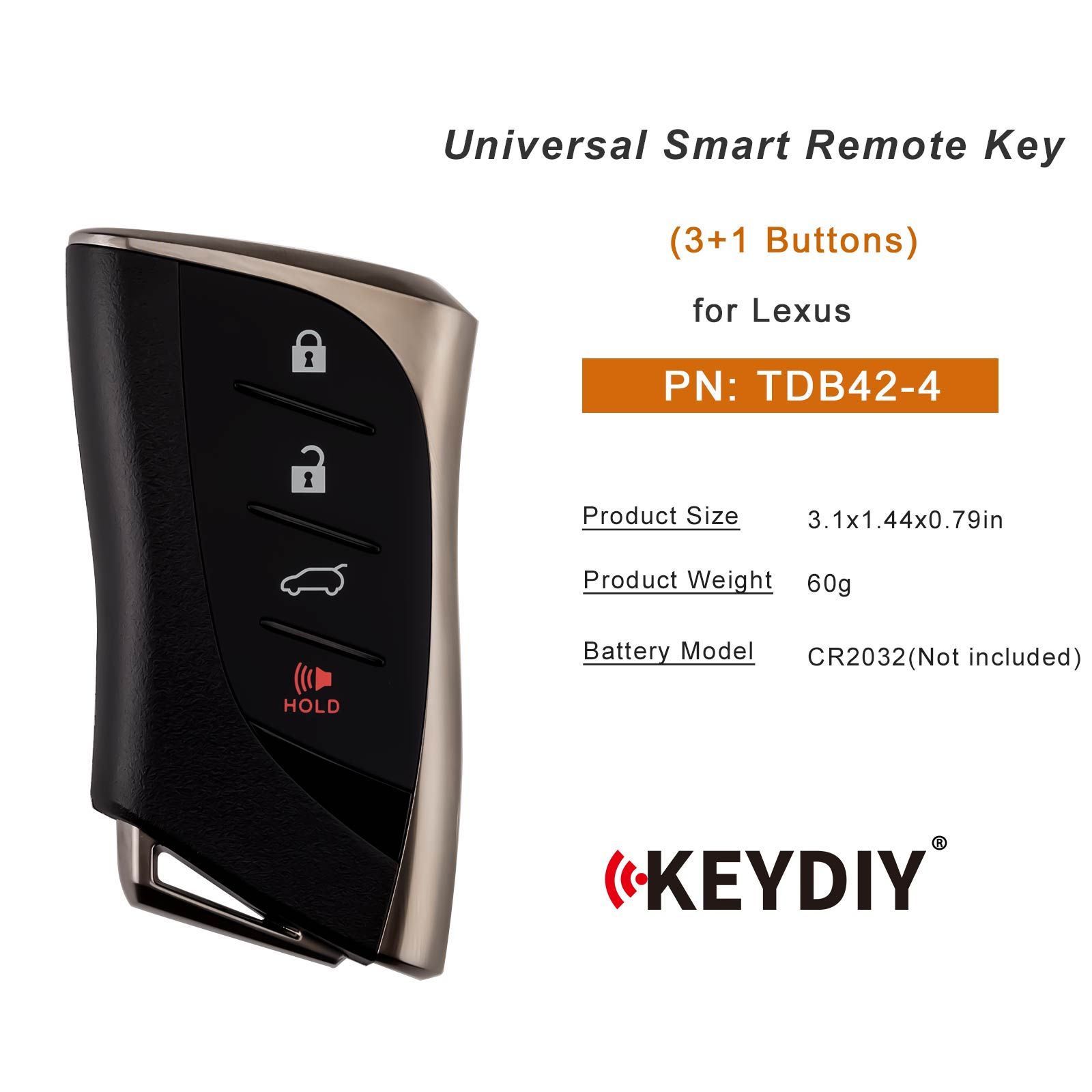 KEYDIY KD TDB42-4 Universal Smart Remote Key 3 + 1 Boutons pour Lexus Type 5pcs / lot