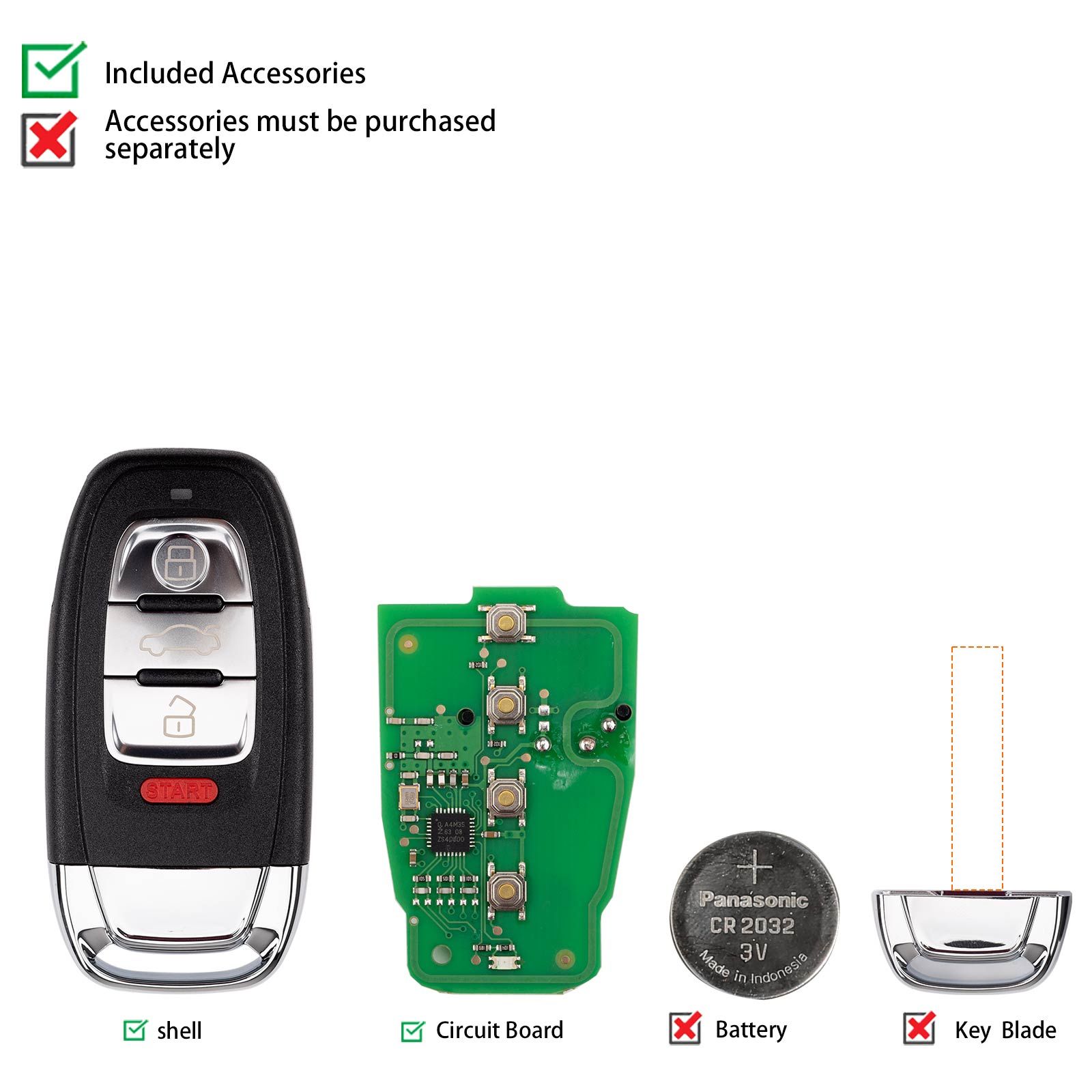 KEYDIY KD ZB01-4 Smart Remote Key pour Audi Type 5pcs/lot