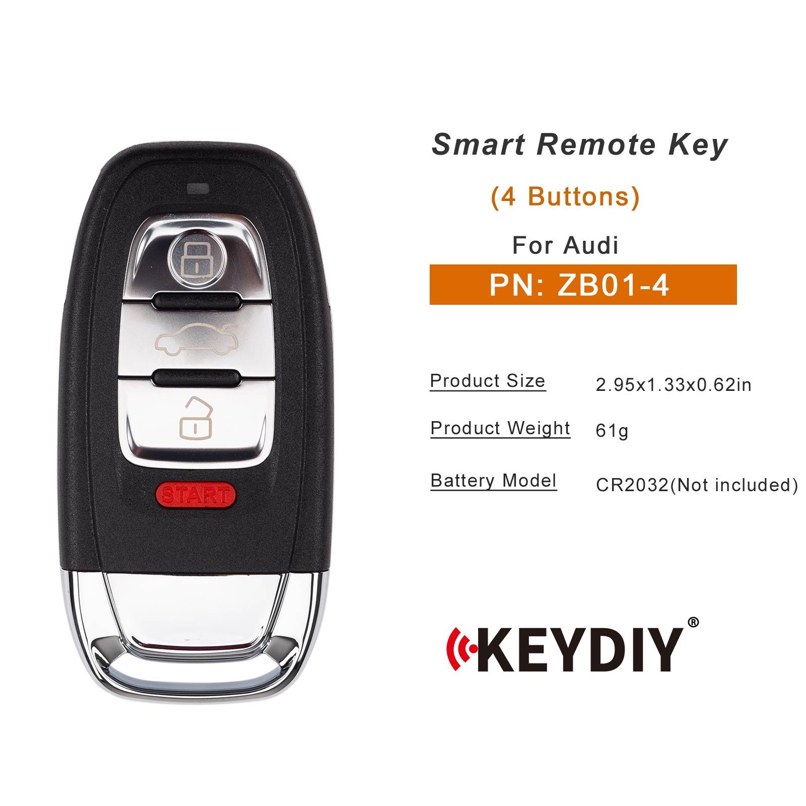 KEYDIY KD ZB01-4 Smart Remote Key pour Audi Type 5pcs/lot