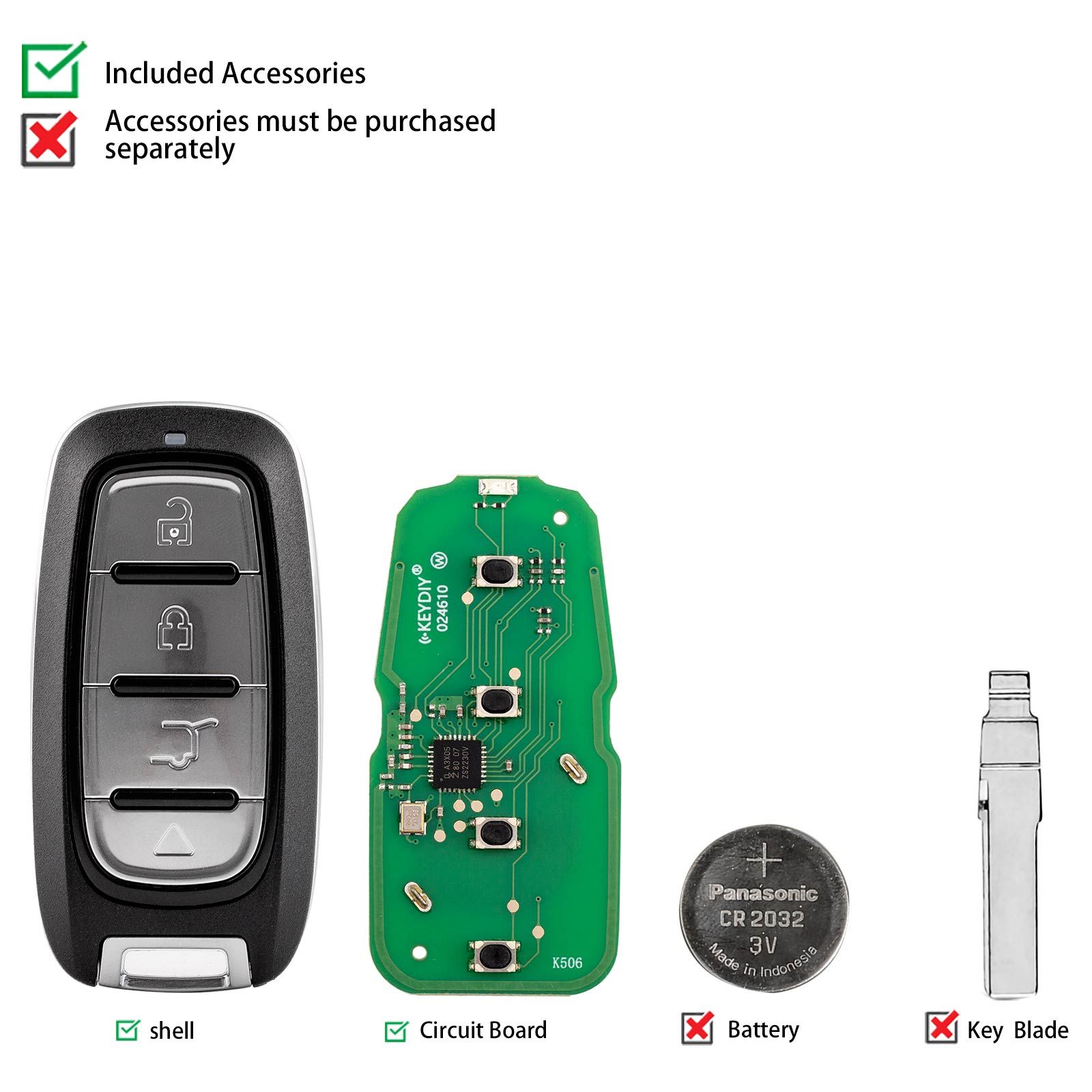 Clé à distance intelligente universelle KEYDIY KD ZB27-4, 4 boutons pour Chrysler – Lot de 5 pièces