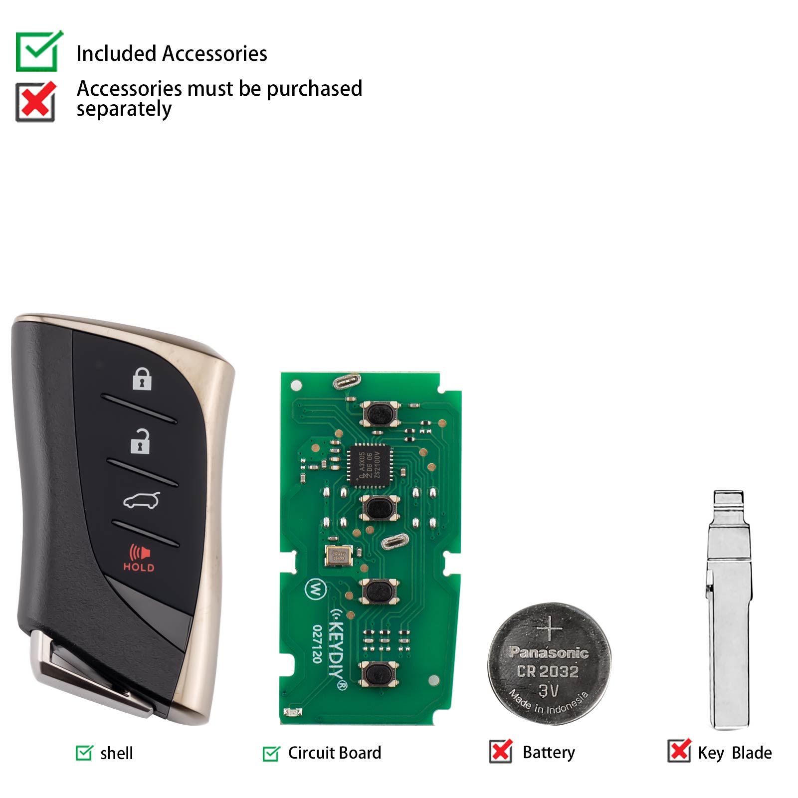 KEYDIY KD ZB42-4 Universal Smart Remote Key 3 + 1 Boutons pour Lexus Type 5pcs / lot