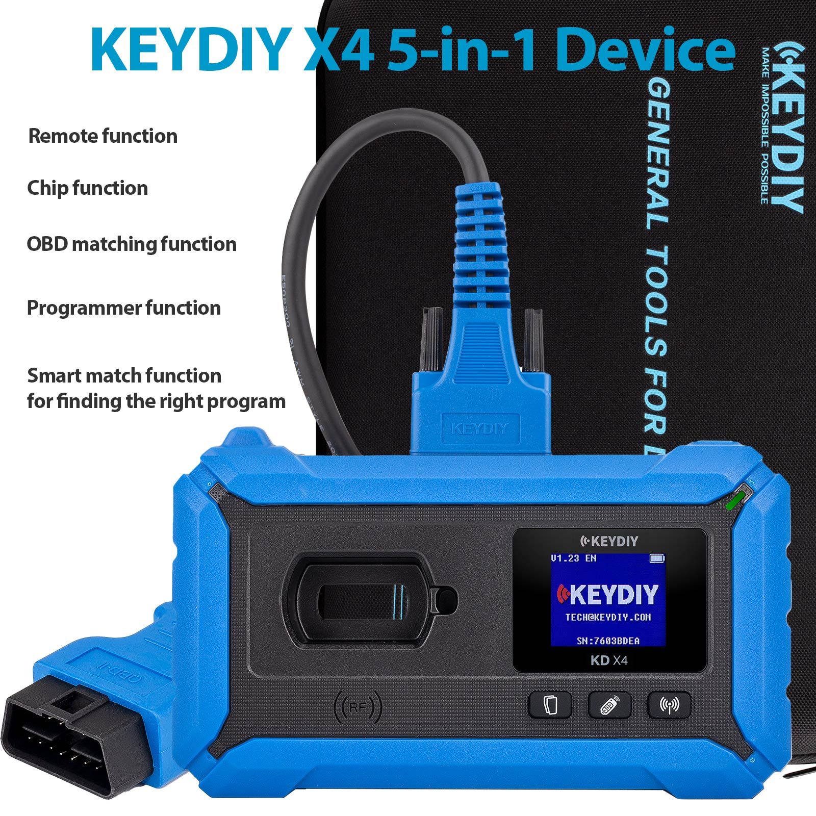 KEYDIY KD-X4 KDX4 5-en-1 Key Programmer combine KD Max, KD Mate et KD Mini Prog pour la reconnaissance de clés / génération / copie / programmation / correspondance etc.