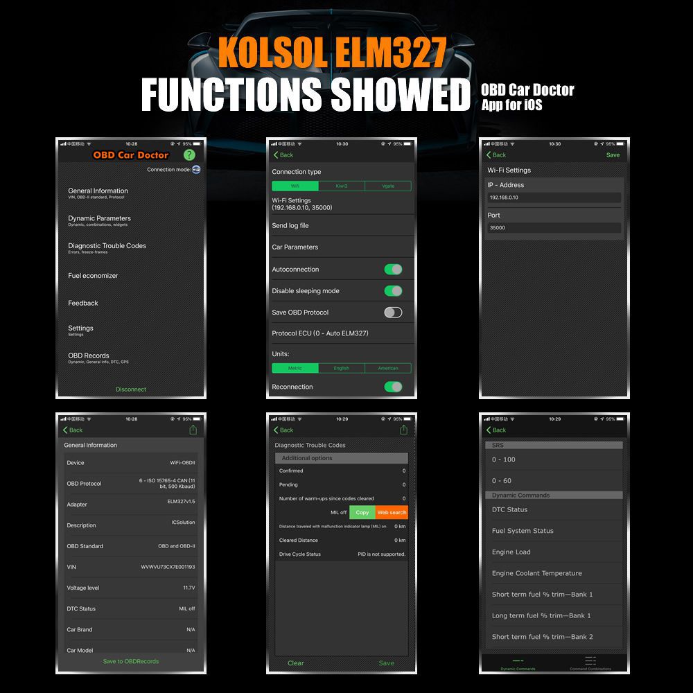 Kolsol elm327 Bluetooth OBD2 scanner v1.5 elm327 avec commutateur modifié pour Ford ch340 + 25k80 Chip HS - CAN / MS - can