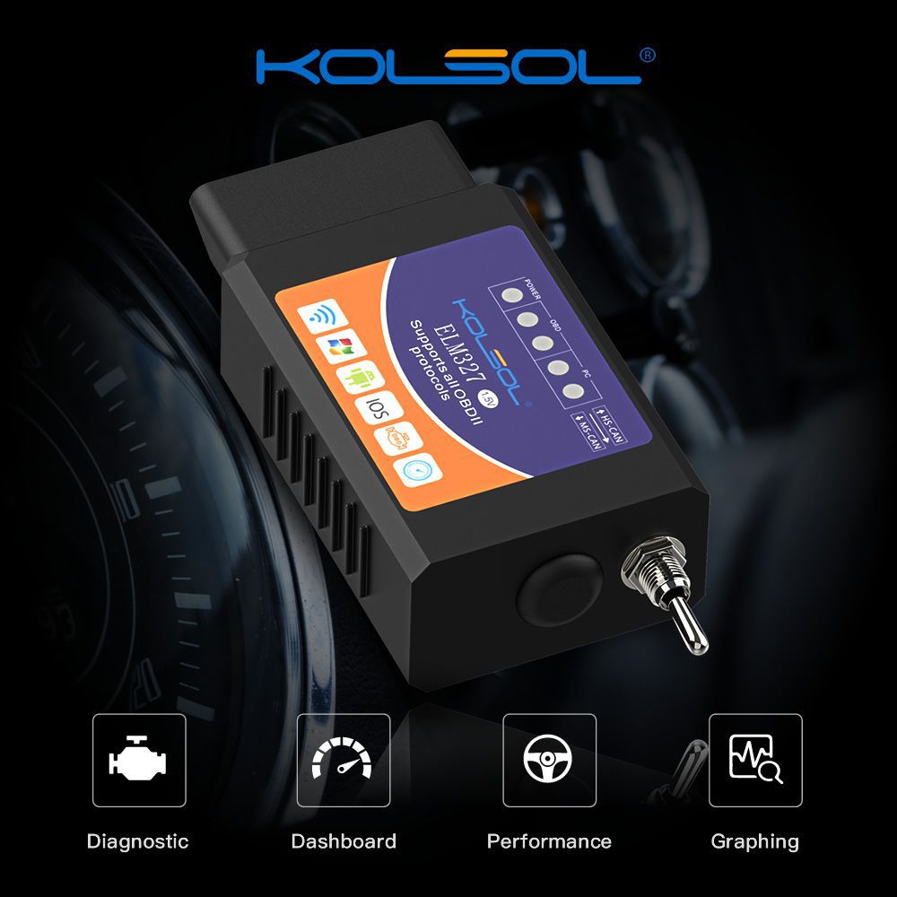 Kolsol elm327 WiFi OBD2 scanner v1.5 elm327 avec scanner de voiture de commutation