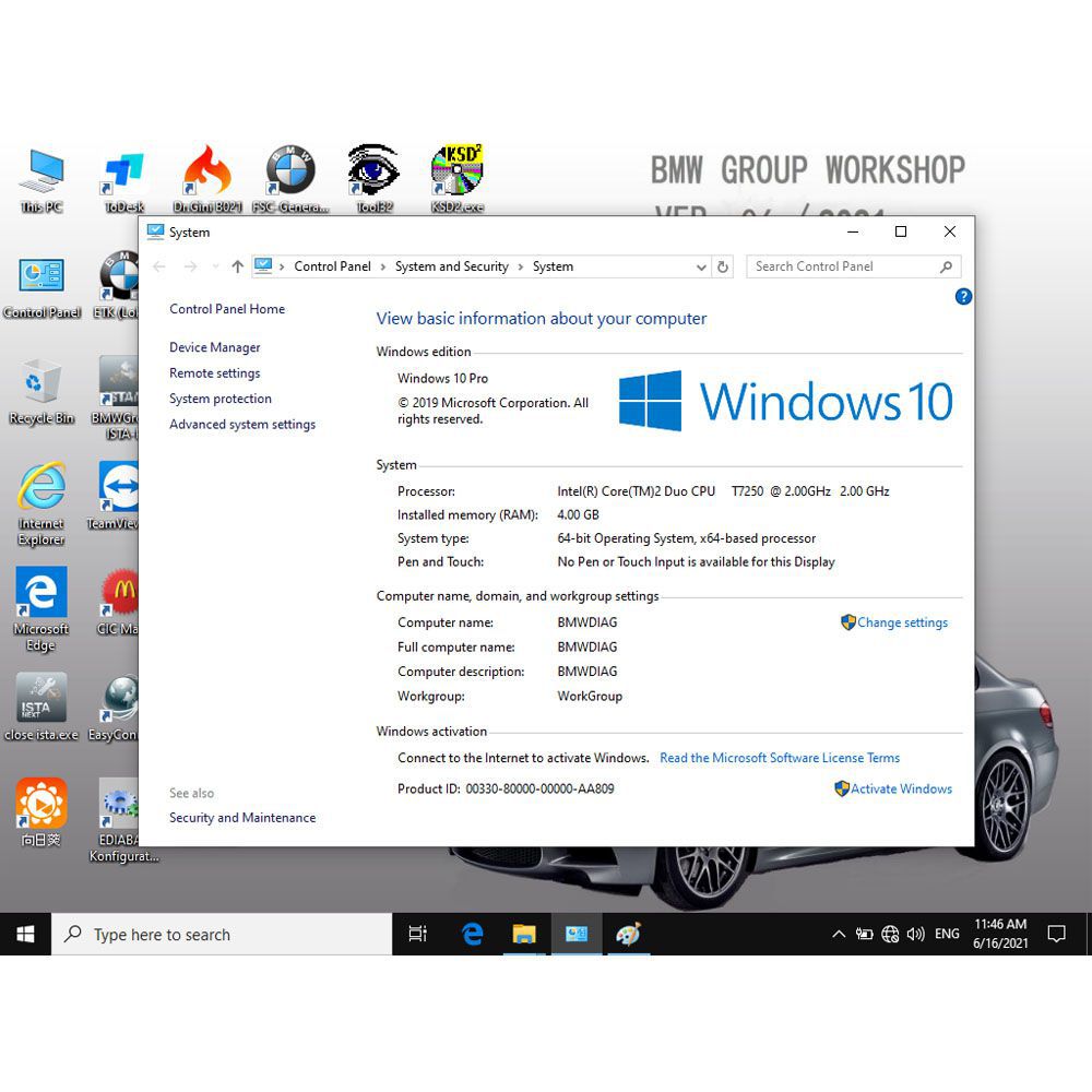 Version 2022.6 BMW ICOM Software HDD win10 System ISTA - d 4.35.20 ISTA - P 3.68.0.0008, Engineer Programming 500GB Hard Drive