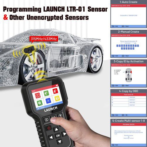 2025 Lancement CRT5011E TPMS Relearn Tool TPMS Sensor (315+433MHz) Support Read/Activate/Programming/Relearn/Reset/Key Fob Test
