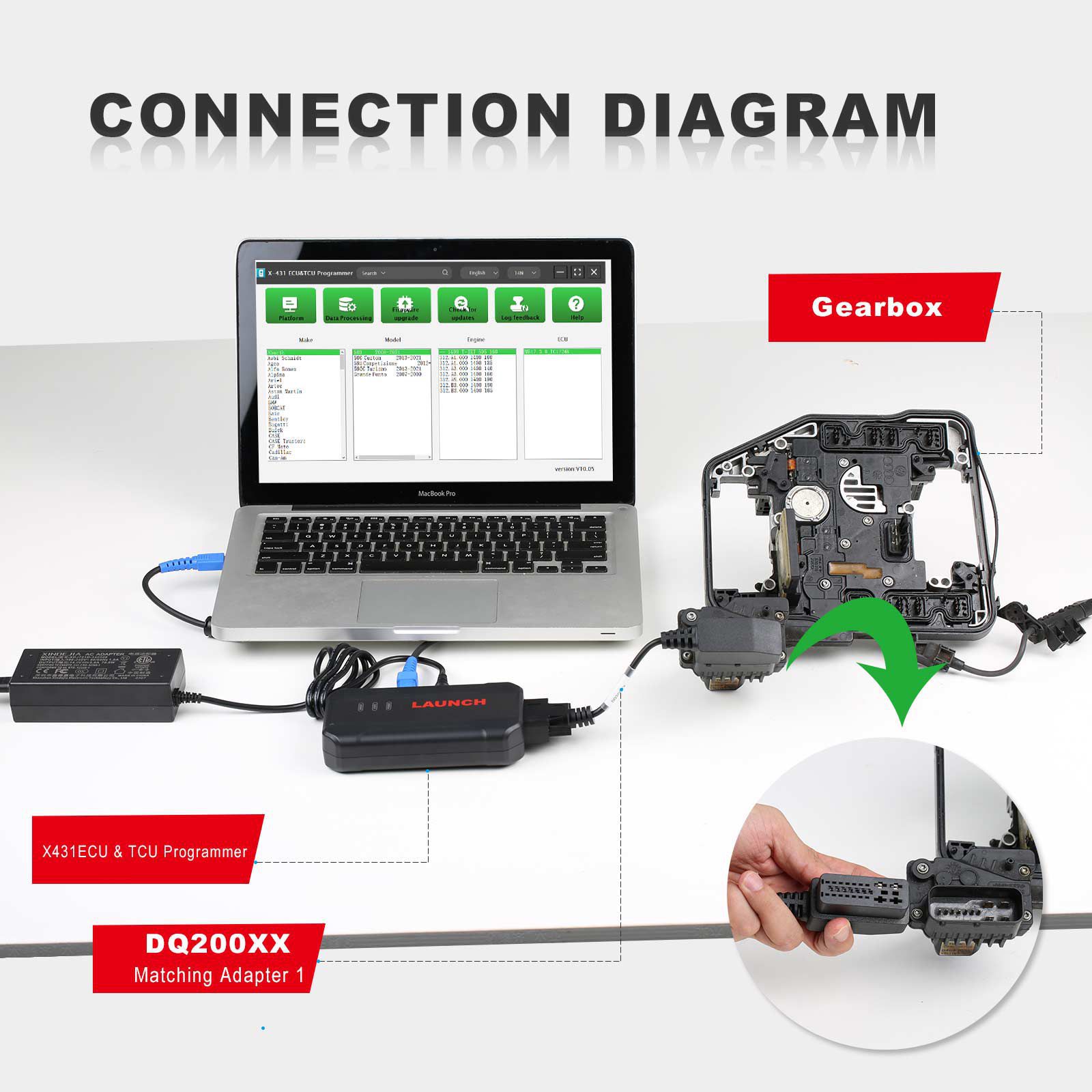 2023 démarrage x431 ECU programmateur Gearbox Connector Assembly pour démarrer le programmateur ECU et X - prog3