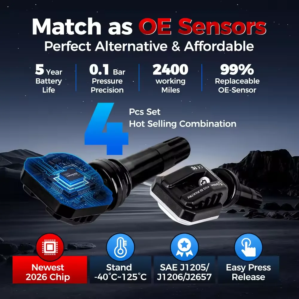 Capteur TPMS Launch LTR05S 2 en 1, 315 MHz et 433 MHz, Valve Aluminium – Outil de Réparation Pneu