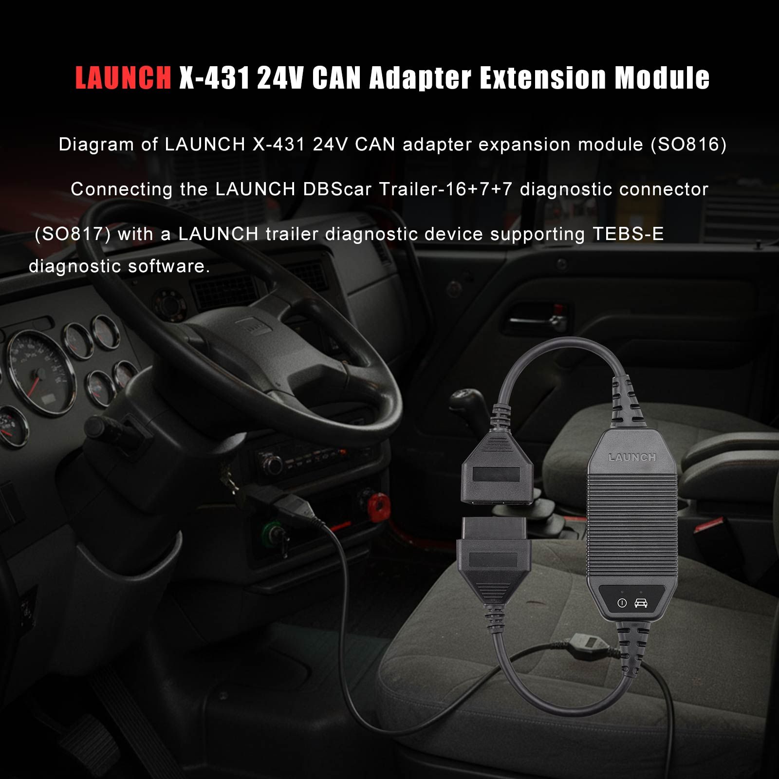 LAUNCH X-431 Module d'extension d'adaptateur CAN 24V