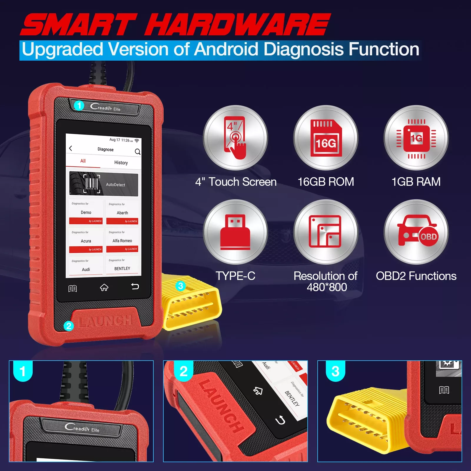 LAUNCH X431 Creader Elite CRE205 OBD2 Scanner ABS SRS System Diagnostic 16 Mise à jour gratuite à vie des services de réinitialisation du scanner