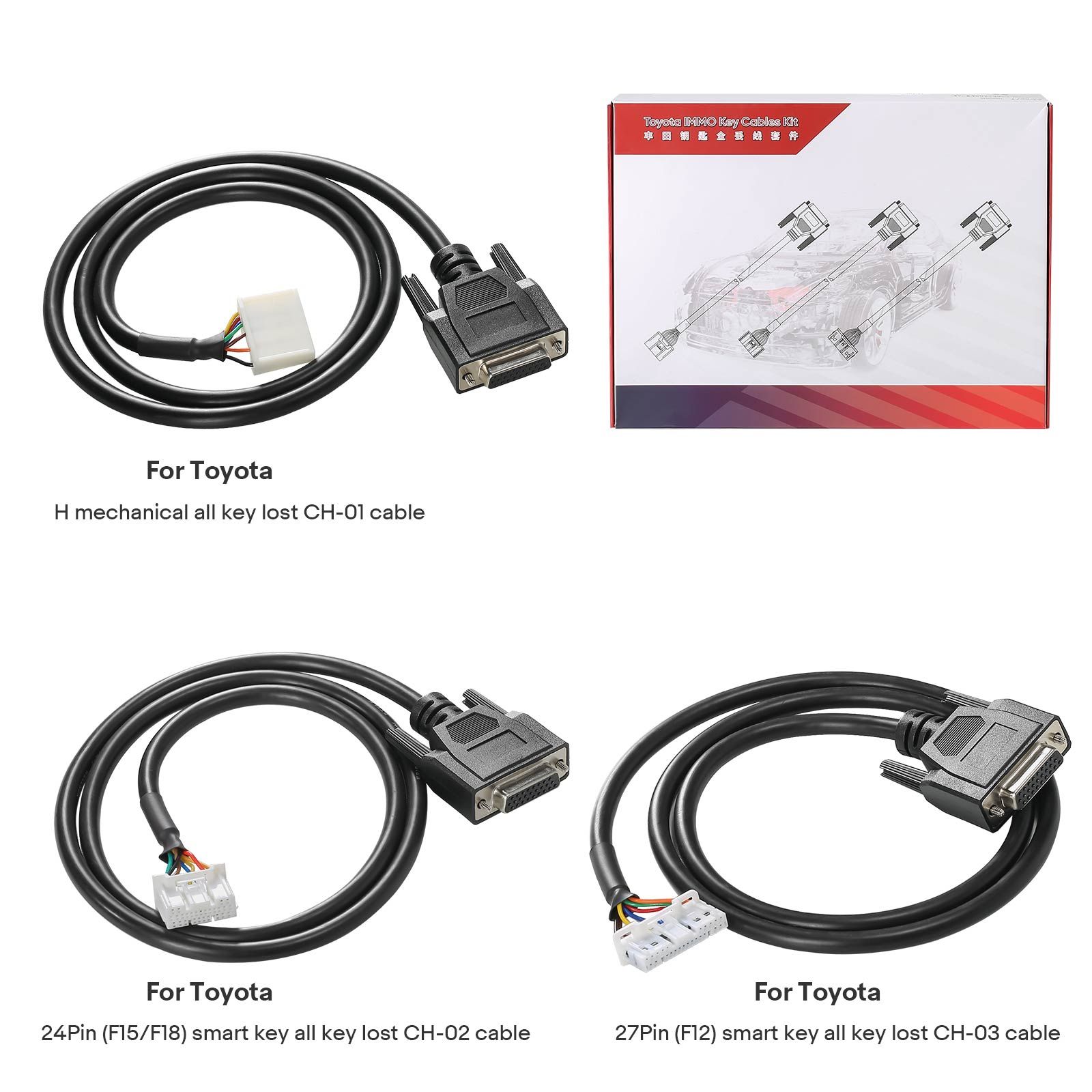 Lancement X431 Toyota CH-01 H Non-Smart Key CH-02 24-PIN et CH-03 27-PIN Adaptateurs pour IMMO ELITE / IMMO PLUS