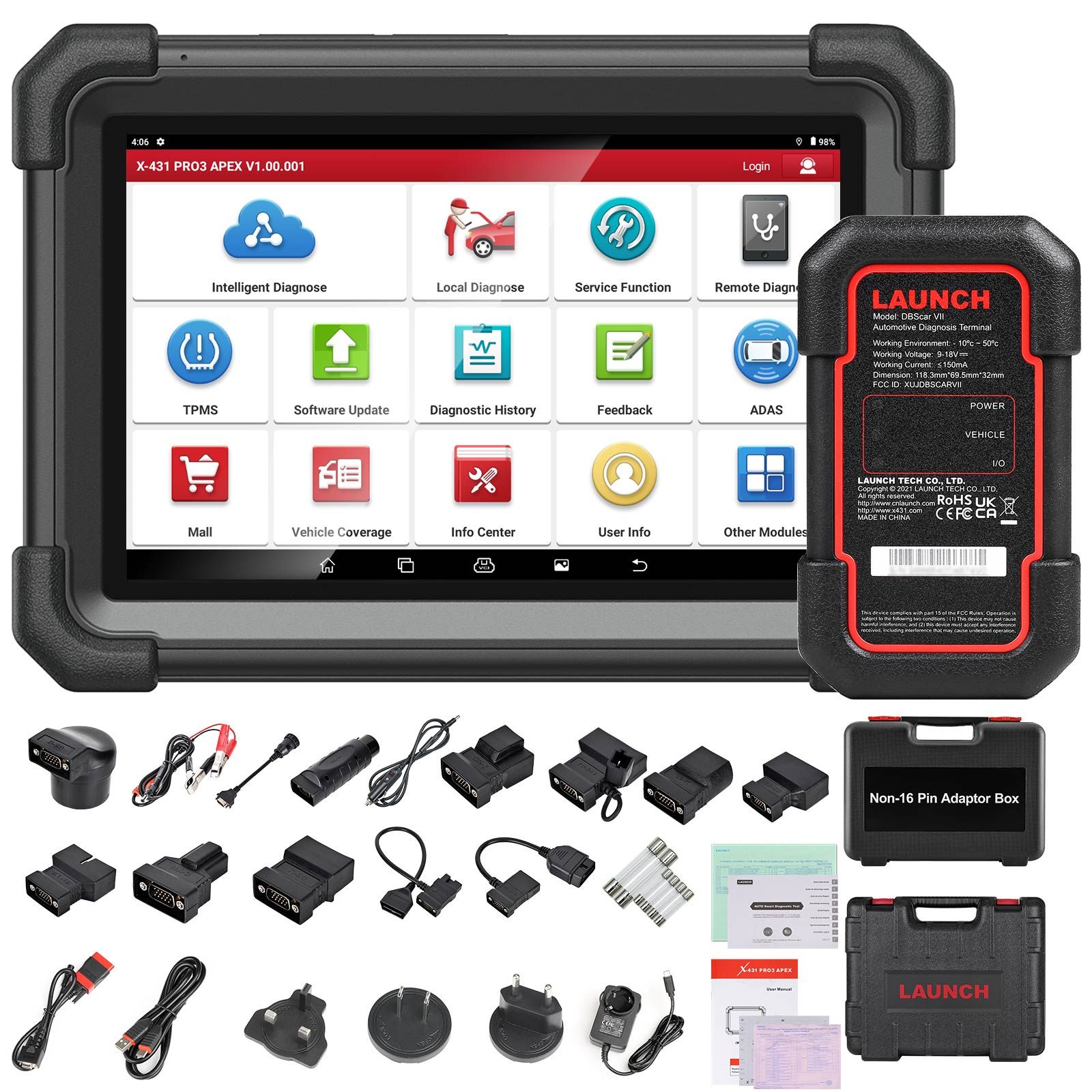 LAUNCH X431 PRO3 APEX Scanner de diagnostic Support Topologie Carte Codage en ligne CAN FD & DoIP HD Scan de camion avec 37+ Services