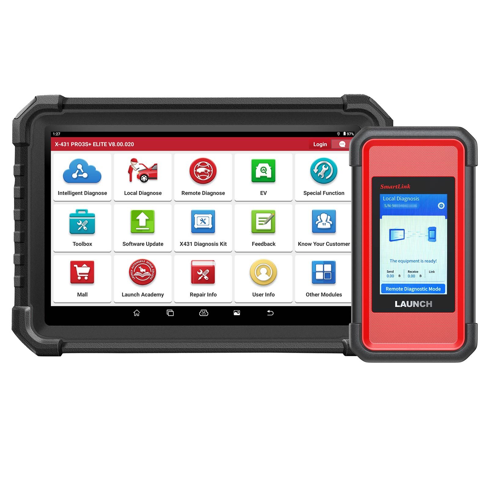 LAUNCH X431 PRO3S+ Elite Outil de balayage bidirectionnel tout-en-un avec support SmartLink 2.0 Carte de topologie, 60+ Service CANFD/DoIP/D-PDU