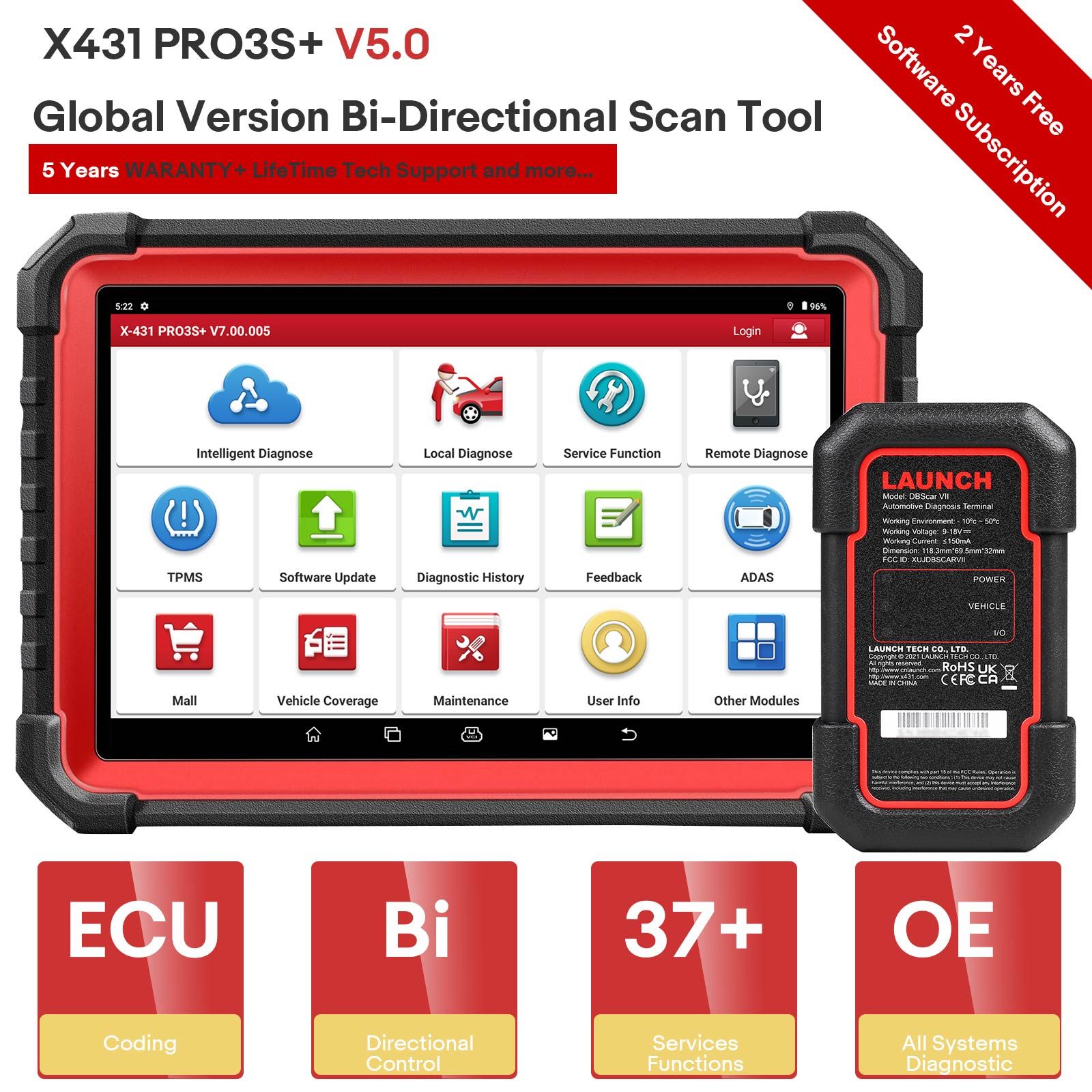 PRO3 S+ avec module de camion lourd X-431 SmartLink C 2.0 pour voitures et camions 12V et 24V