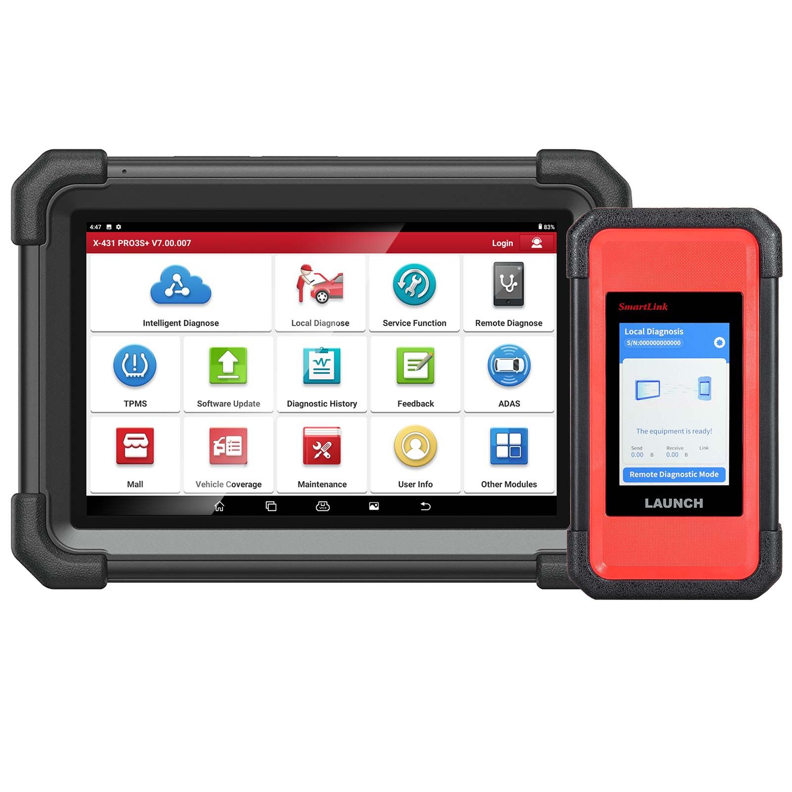 2025 LAUNCH X431 PRO3S+ SmartLink HD pour 12V & 24V Diesel & Gasoline Support Bi-Directional Scan Tool, ECU Coding, Support CANFD & DOIP, J2534 Programmation