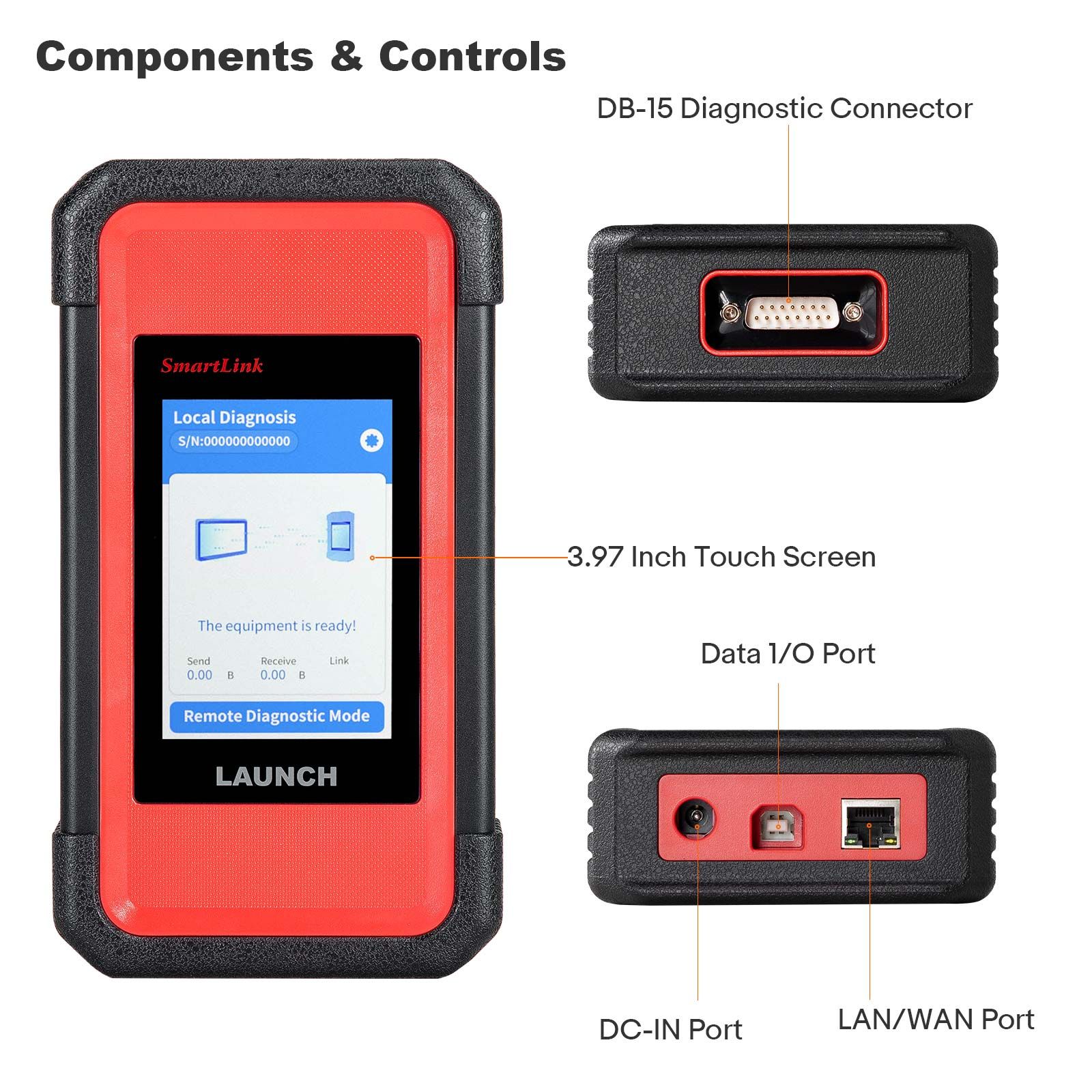 2025 LAUNCH X431 PRO3S+ SmartLink HD pour 12V & 24V Diesel & Gasoline Support Bi-Directional Scan Tool, ECU Coding, Support CANFD & DOIP, J2534 Programmation