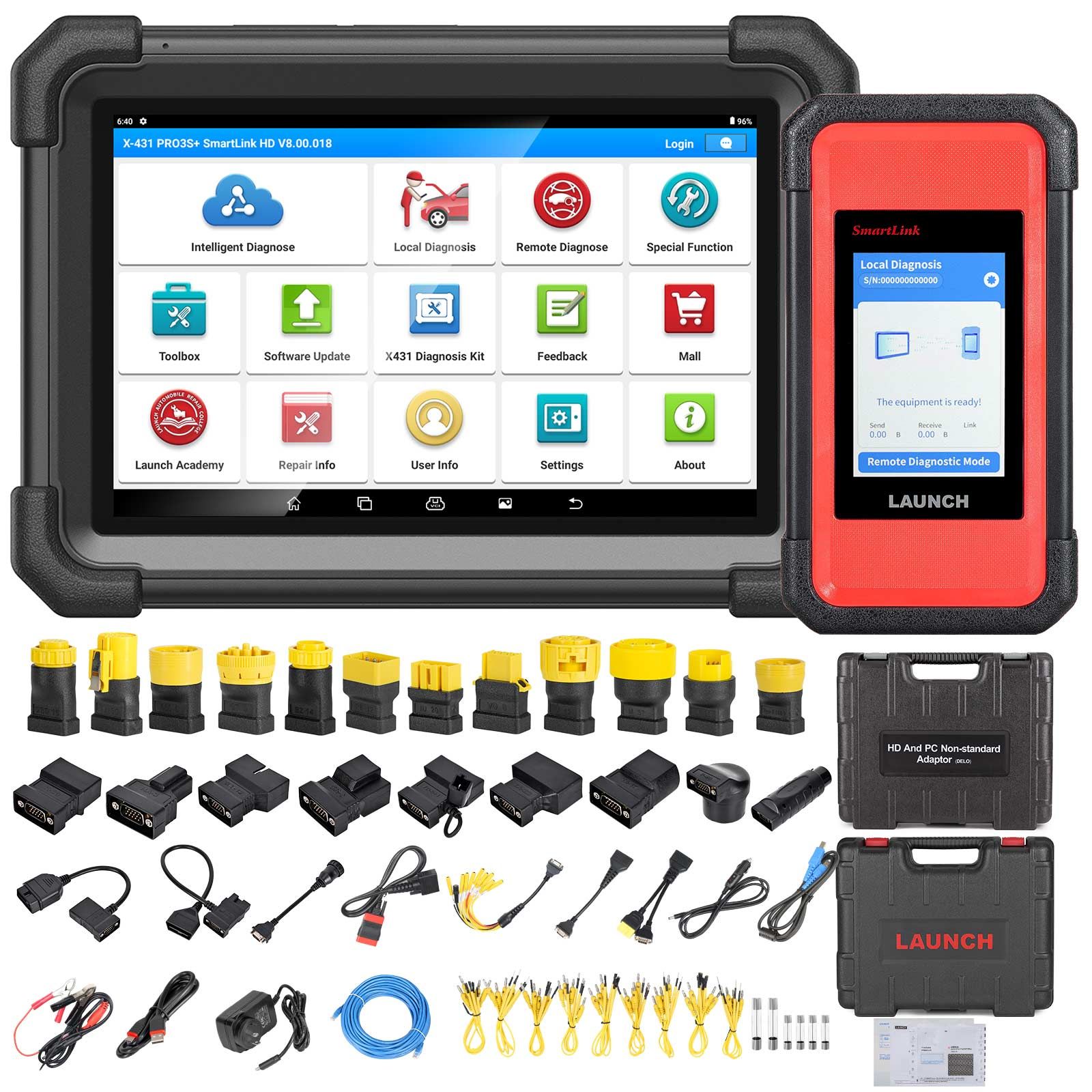 2025 LAUNCH X431 PRO3S+ SmartLink HD pour 12V & 24V Diesel & Gasoline Support Bi-Directional Scan Tool, ECU Coding, Support CANFD & DOIP, J2534 Programmation