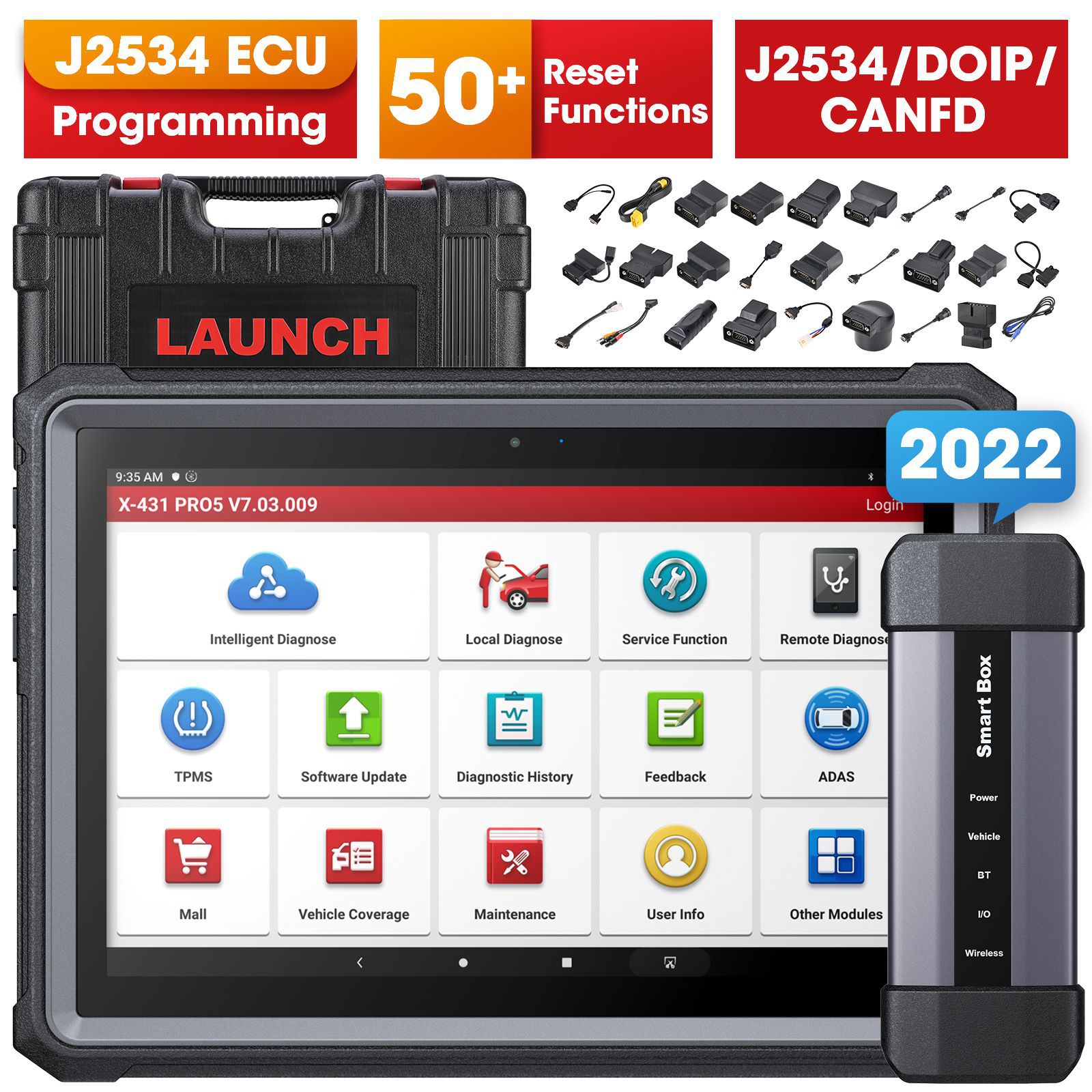 Lancement du scanner système complet x431 pro5 avec X - prog3 Key programmer et tsgun TPMS Tool