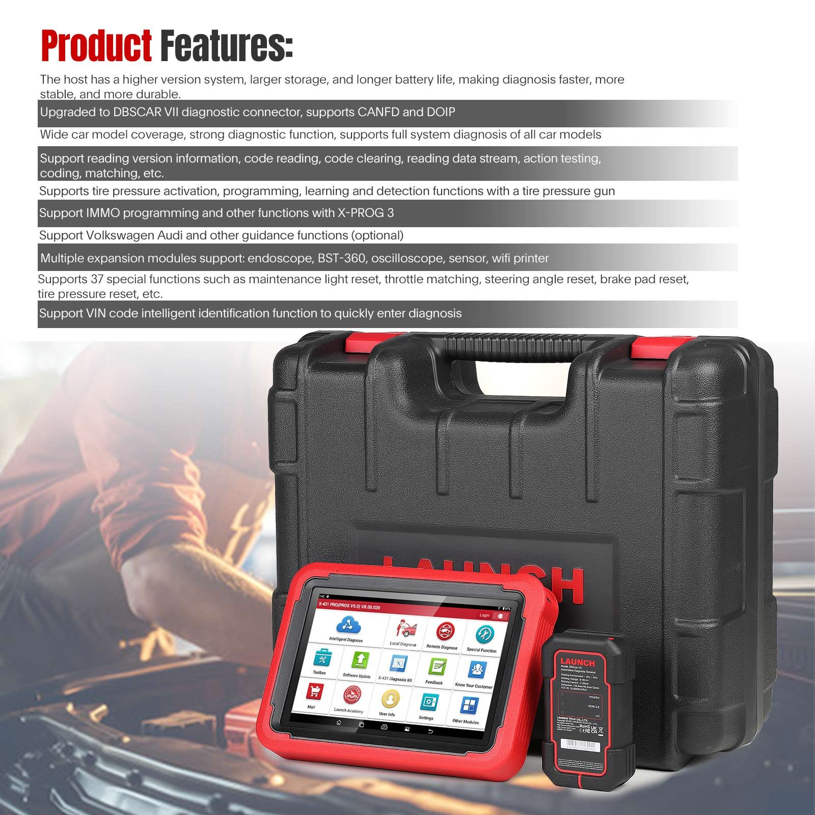 Lancer l'outil de diagnostic X-431 PRO PROS V5.0 37 Fonctions spéciales TPMS de diagnostic intelligent prend en charge CANFD et DOIP