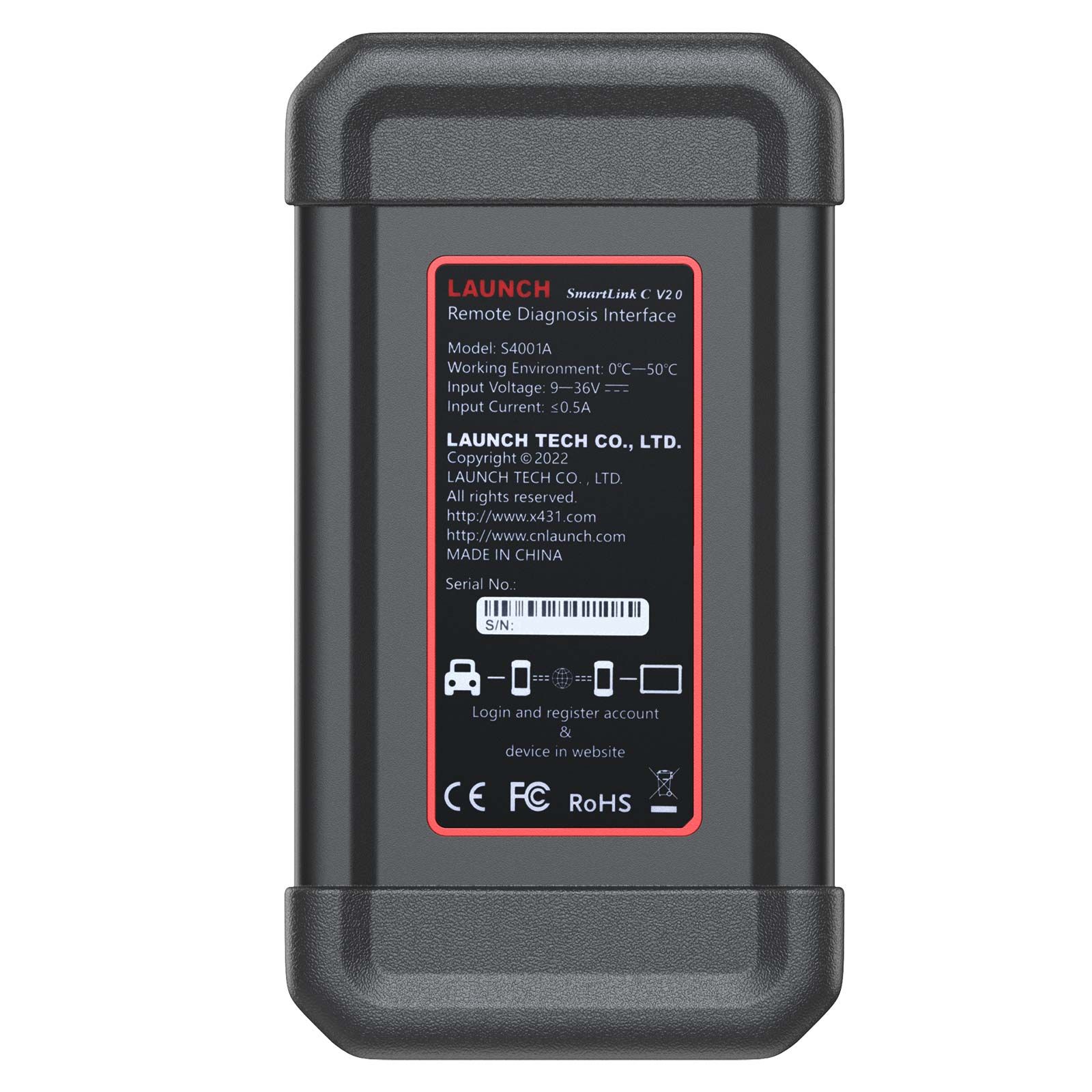 Lancement X431 SmartLink C V2.0  Dispositif de diagnostic à distance (connecteur de liaison de données du véhicule)