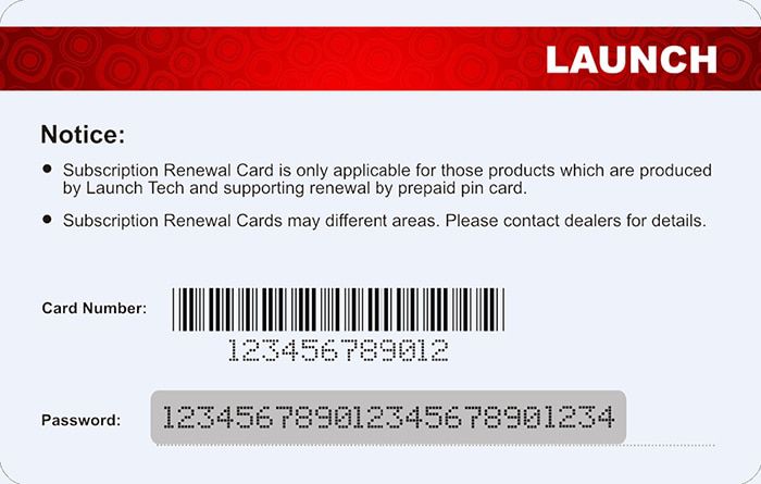 Launch X431 Subscription Renewal Card 1-2 Year 12V 24V Gasoline Diesel Renewal Update Pin Card Support X431 V /V+/PRO3S+/PROS V/PAD V/HD III,ect