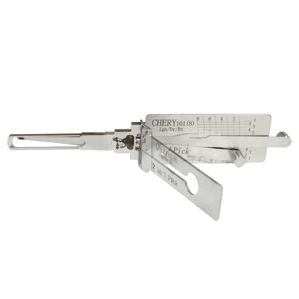 LISHI CHERY101 Outil de fraisage d'extrémité (8-CUT) 2-en-1 Pick & Decoder pour Chery Tiggo 5 E5 serrures d'allumage/porte