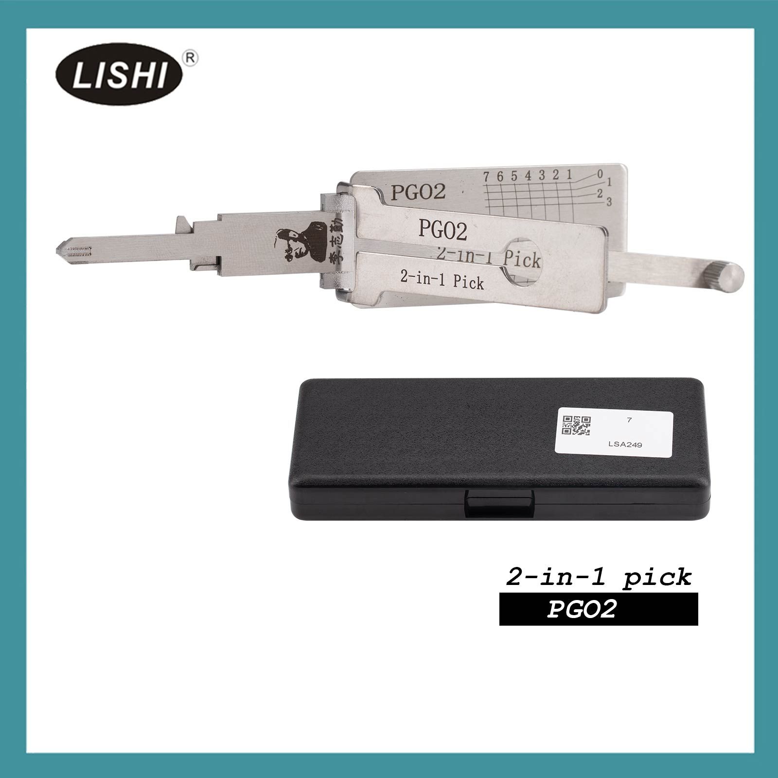 LISHI PGO2 outil de fraisage plat 2-en-1 décodeur et pick pour scooters Piaggio / Vespa