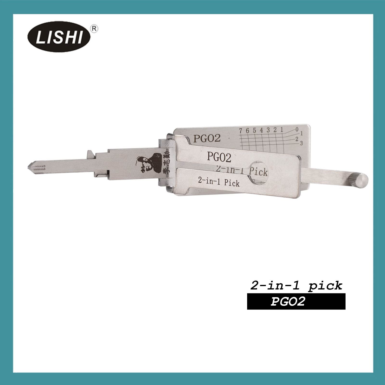 LISHI PGO2 outil de fraisage plat 2-en-1 décodeur et pick pour scooters Piaggio / Vespa