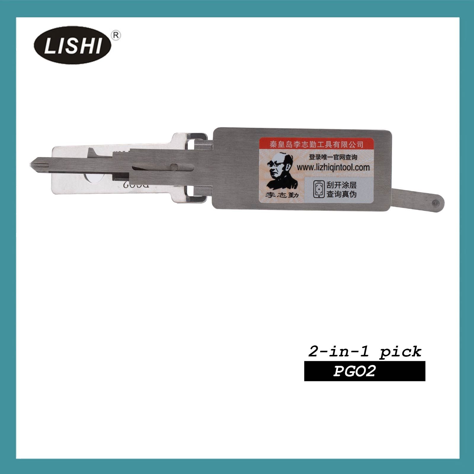 LISHI PGO2 outil de fraisage plat 2-en-1 décodeur et pick pour scooters Piaggio / Vespa