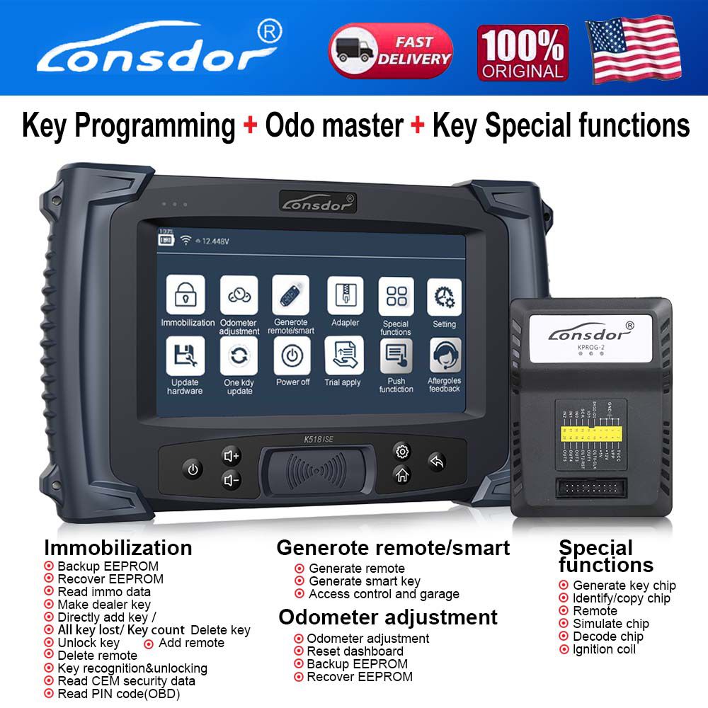 Programmateur clé Lonsdor K518ISE Support VW 4th 5th IMMO & BMW FEM/EDC & Toyota H Chip Key Programmation