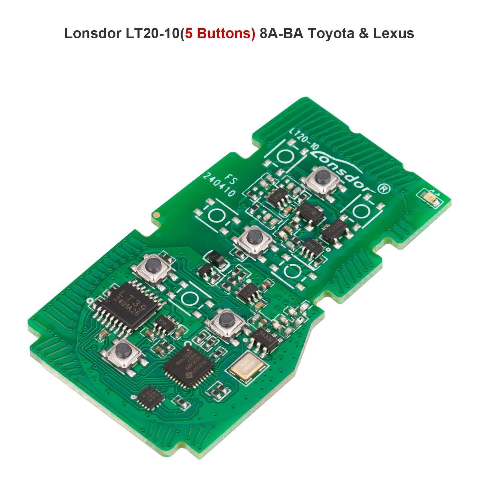 Lonsdor LT20-10 Universal Smart Remote PCB All-in-One Board pour Toyota/Lexus 8A-BA 4/5/6 Boutons Fréquence commutable