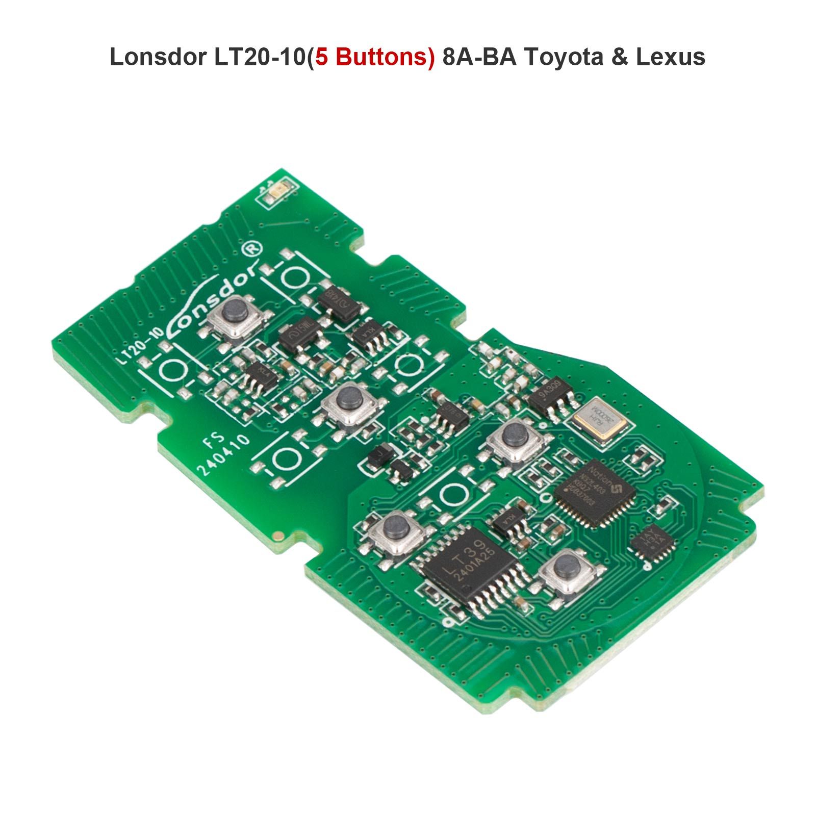 Lonsdor LT20-10 Universal Smart Remote PCB All-in-One Board pour Toyota/Lexus 8A-BA 4/5/6 Boutons Fréquence commutable