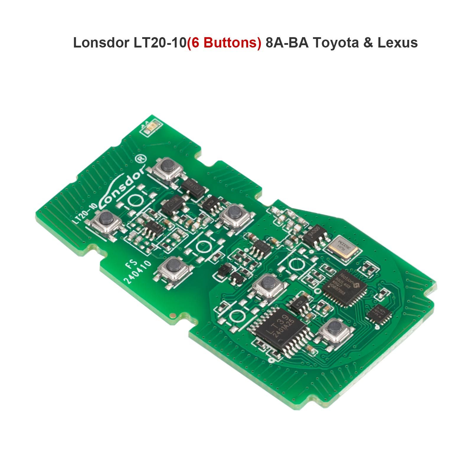 Lonsdor LT20-10 Universal Smart Remote PCB All-in-One Board pour Toyota/Lexus 8A-BA 4/5/6 Boutons Fréquence commutable