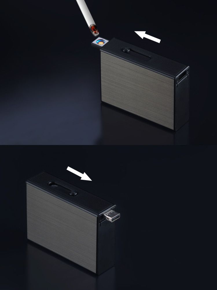 Cartouche de cigarettes métalliques v707 avec briquet électronique rechargeable USB