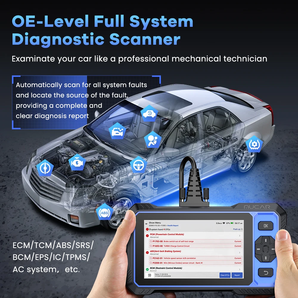 MUCAR 682 – Outil de diagnostic automobile assisté par IA avec CANFD, codage bidirectionnel ECU et 20 réinitialisations système