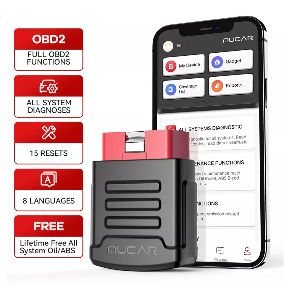 MUCAR BT200 OBD2 scanner système complet outils de diagnostic huile SAS réinitialiser gratuit lecteur de code de voiture Travailler avec MUCAR App sur iOS & Android